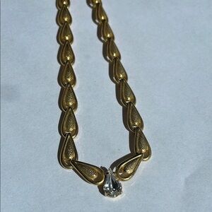 Vintage Elegant Gold Teardrop Chain Link Collar Necklace